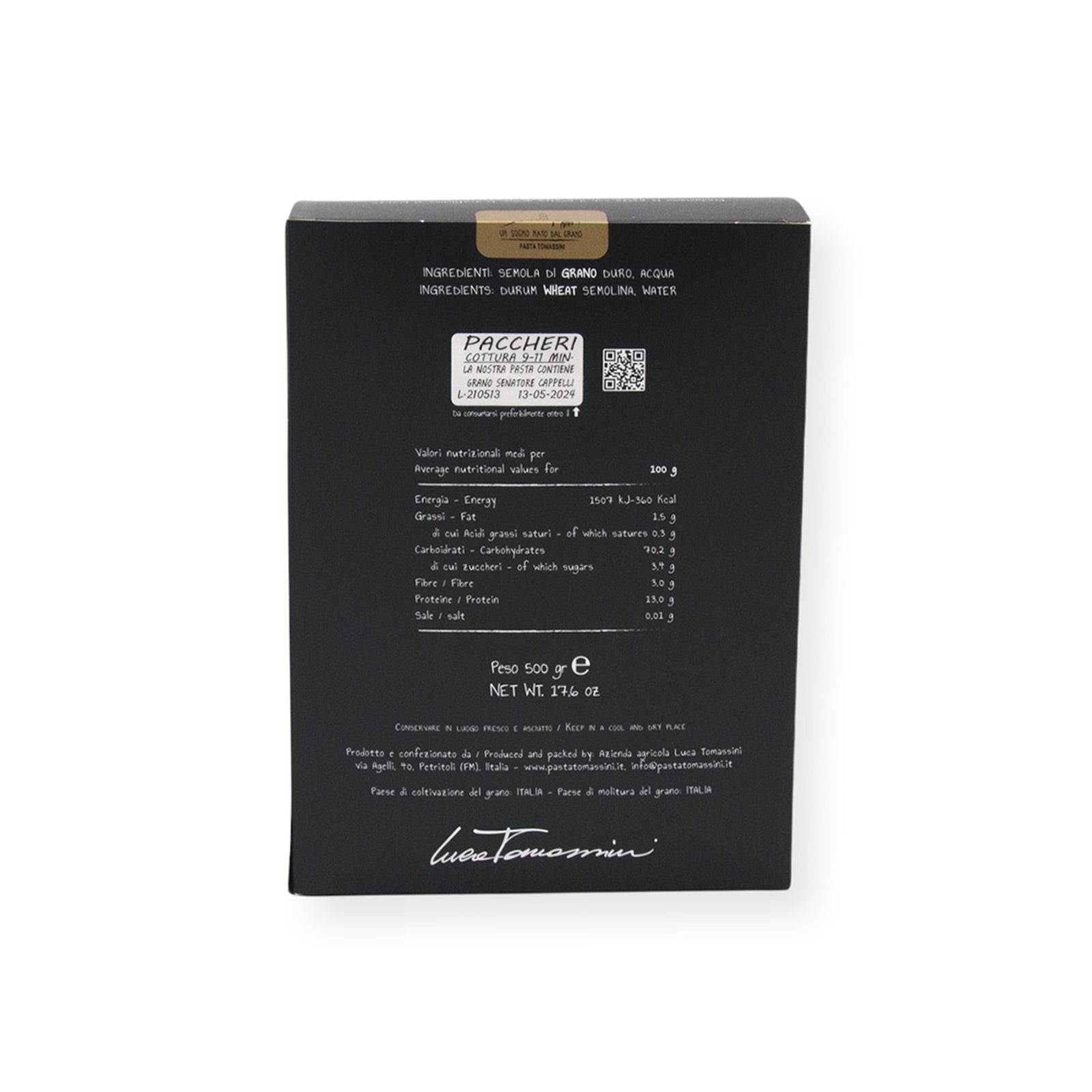 PACCHERI DI GRANO DURO ARTIGIANALE